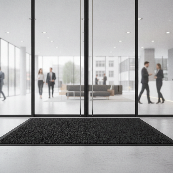 Washable Dirt Trapper Mat Black 200×200cm – Non-Slip Square - Office Entrance Setting