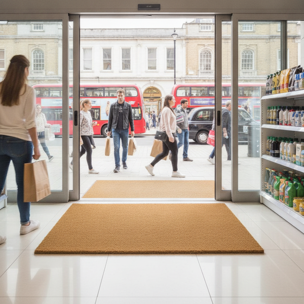 Natural Coir Doormat XXL 50×80cm – 24mm Deep Pile Extra-Dens - Retail Store Setting