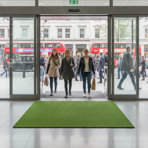 Weatherproof Artificial Grass Rug – Outdoor Carpet for Balco - Retail Store Setting