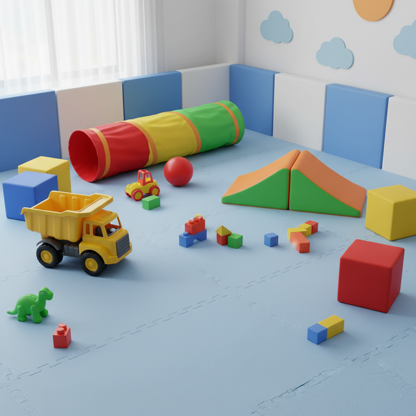 Sky Blue EVA Foam Tiles in Children's Play Area