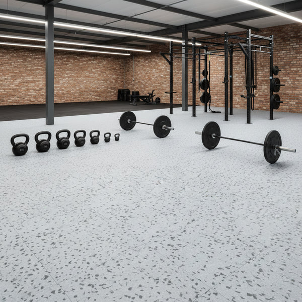 Snowflake grey gym flooring in CrossFit functional training area UK