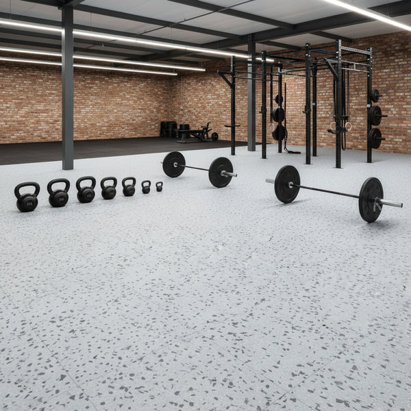Snowflake grey gym flooring in CrossFit functional training area UK