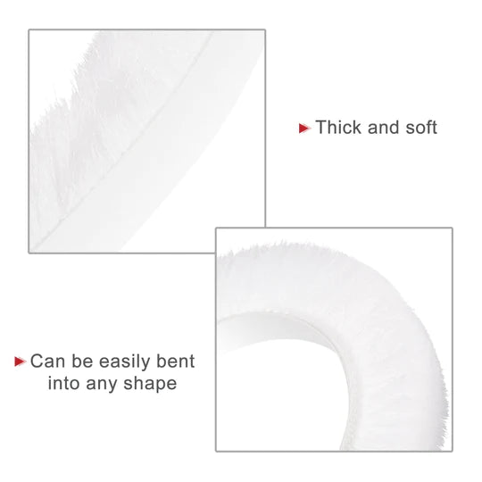 White Self-Adhesive Brush Pile Weatherstrips Superior Draft Prevention Pack of 3
