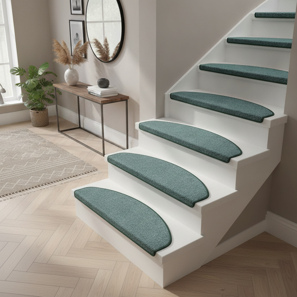 Self-Adhesive Stair Tread Mat – Non-Slip Stair Carpet Cover - Uk Hallway Setting