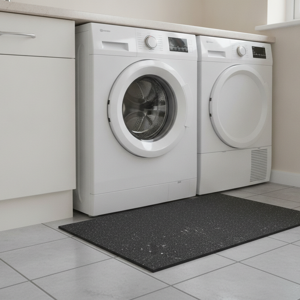 Anti-Vibration Mat 60×60cm 5mm – Non-Slip Rubber Underlay for Washing Machine - Uk Laundry Room Setting