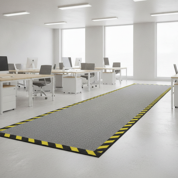 Cable Safety Mat with High-Vis Warning Border – Non-Slip Office & Warehouse Cable Cover - Uk Office Setting