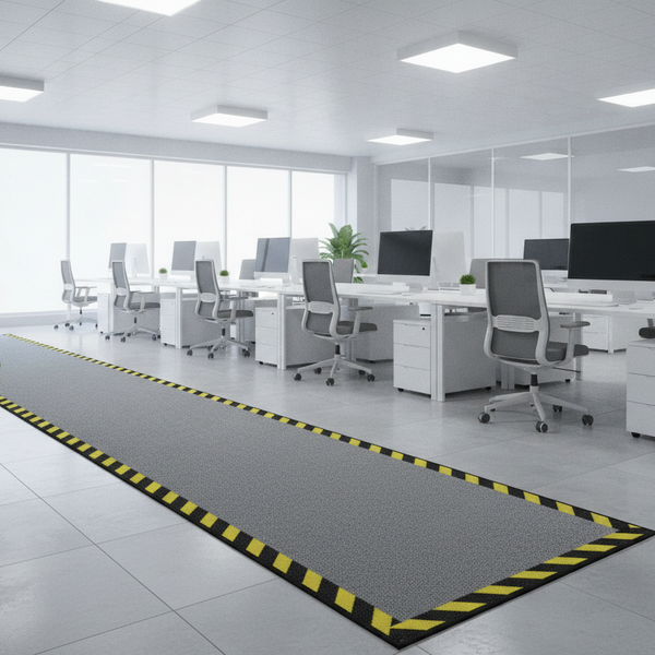 Cable Cover Safety Mat with Warning Border – Non-Slip Office & Warehouse Cable Management Mat - Uk Office Setting