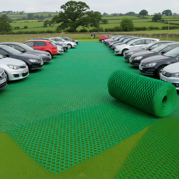 Grass Protection Mesh UK Heavy Duty Ground Reinforcement 2m x 30m Free Delivery - grass mat UK - product hero shot showing full dimensions