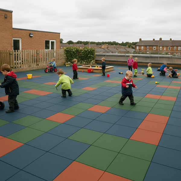Playground Safety Mats - 1m x 1m Rubber Tiles - BS EN 1177 Certified - - Detailed View