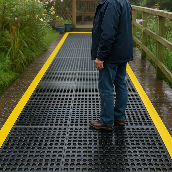 Anti-Slip Decking Mat - 910x910mm Rubber Tiles - Heavy Duty Outdoor - - Detailed View