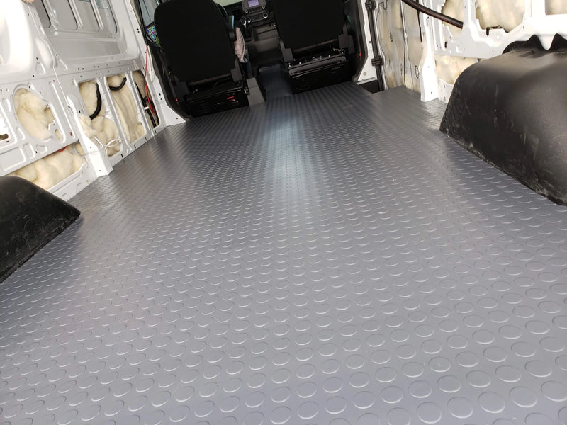 Heavy-Duty Dot Penny Rubber Van Flooring – R11 Slip Rated & Oil Resistant for Vans, Lorries, and Trucks
