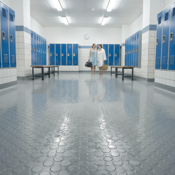 Wet Area Rubber Flooring Studded Non-Slip Mat R11 Rated Showers & Pool Surrounds - non-slip UK - product hero shot showing full dimensions