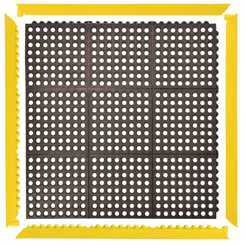 Premium Non-Slip Heavy Duty Rubber Link Mats with Drainage Holes