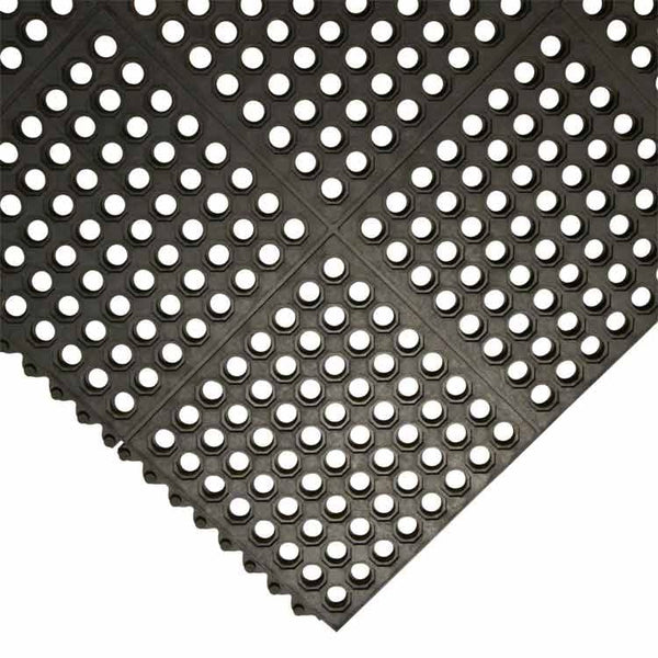 Anti-Slip Industrial Rubber Mat Tile with Drainage Holes for Enhanced Safety - Image 1 - Rubber Matting Direct UK