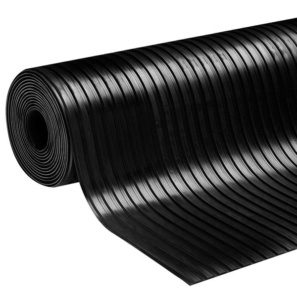 Black Rubber Flooring Roll - Heavy Duty, Anti-Slip Flat Ribbed Design for Safety - Image 1 - Rubber Matting Direct UK