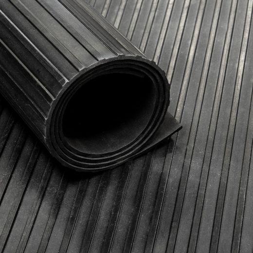 Black Flat Rib Rubber Matting Non-Slip Surface for Safety & Style - non-slip UK - product hero shot showing full dimensions