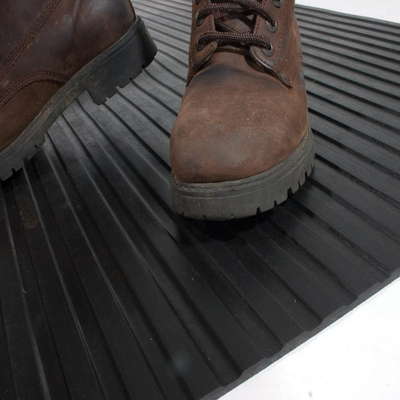 Black Rubber Flooring Roll - Heavy Duty, Anti-Slip Flat Ribbed Design for Safety
