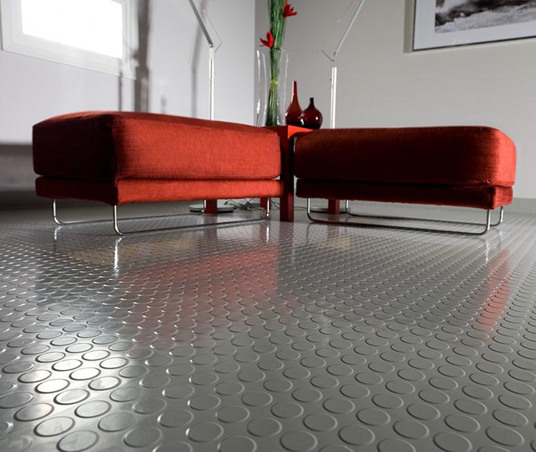 Heavy Duty Non-Slip Rubber Flooring Rolls with Studded Dot Penny Pattern