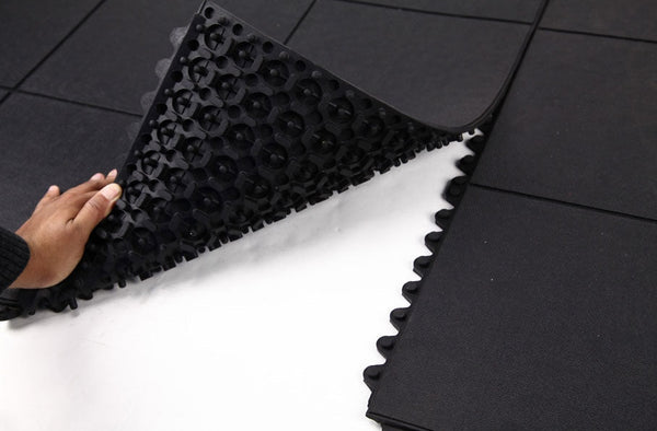 Gym Rubber Tiles Heavy Duty 15mm Interlocking Industrial Fitness Flooring - gym flooring UK - product hero shot showing full dimensions