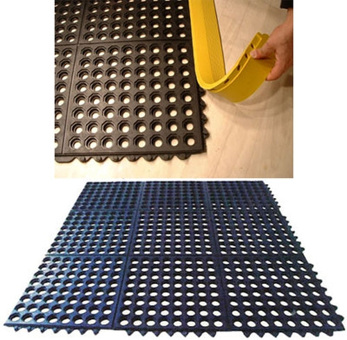 Premium Non-Slip Heavy Duty Rubber Link Mats with Drainage Holes