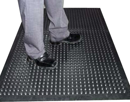 Comfort Rubber Anti-Fatigue Mat in Black Ergonomic Support for Workspaces