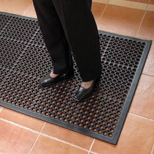 Rubber Mat with Drainage Holes Anti-Slip Wet Area Mat Pool, Shower & Kitchen Hea - industrial mat UK - product hero shot showing full dimensions