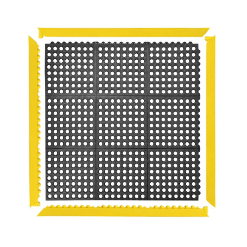 Black Anti-Fatigue Tile with Drainage Holes for Enhanced Comfort