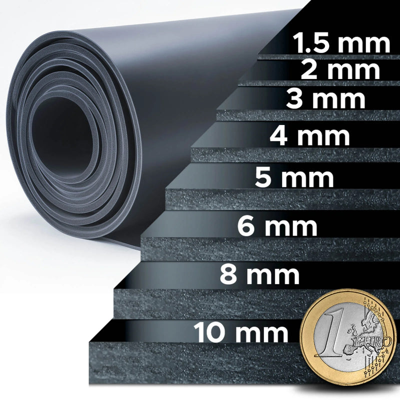 1 Ply Reinforced Rubber Sheet 2mm, 3mm, 4mm, 6mm, 8mm Thick Industrial-Grade, Flexible, Waterproof  for Gaskets, Seals & Commercial Use