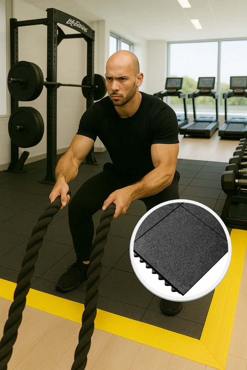 Premium Interlocking Black Rubber Gym Mats