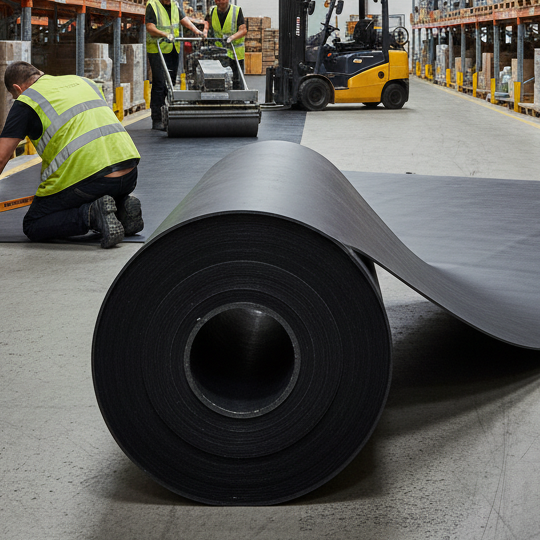 10m Rubber Roll for Warehouse Aisle Flooring - Industrial SBR UK
