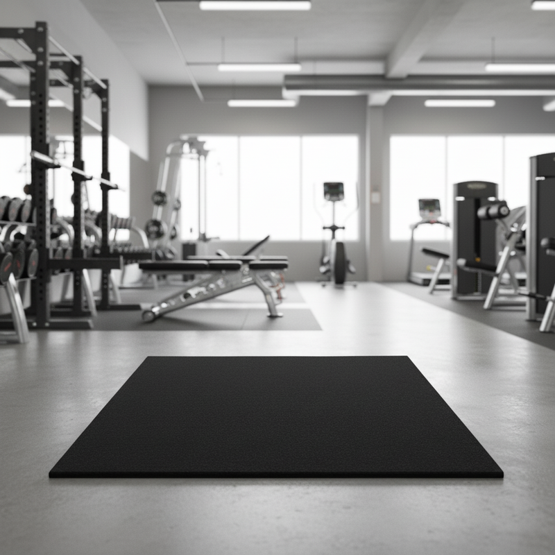 MatPro 11mm Heavy Duty Gym Rubber Mats installed in commercial UK gym with squat racks