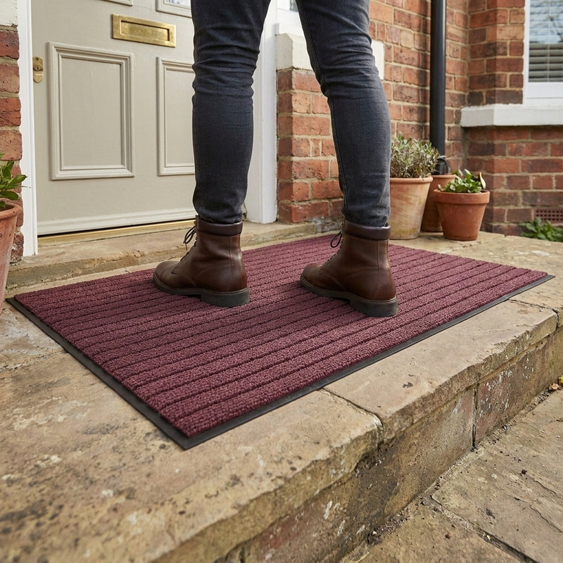 Burgundy Door Mat - in use at UK home entrance