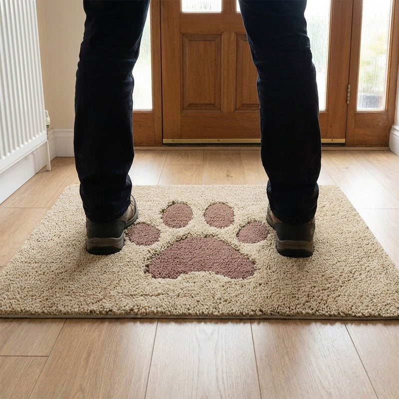 Beige Absorbent Mat - in use at UK home entrance