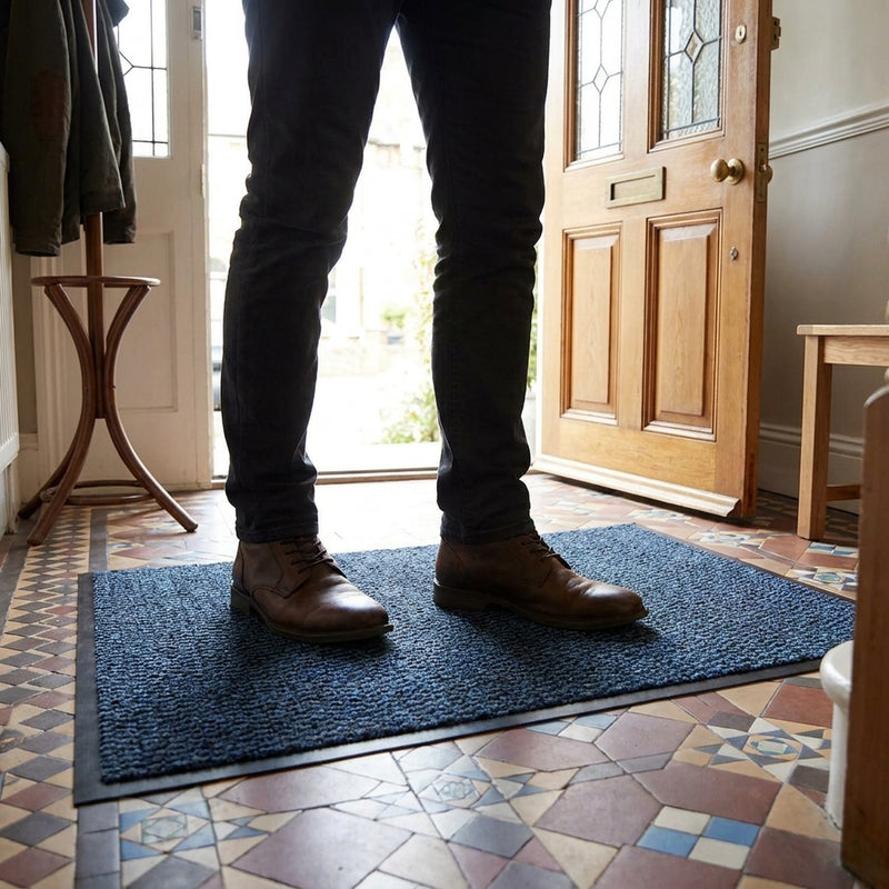 Blue Barrier Mat - in use at UK home entrance