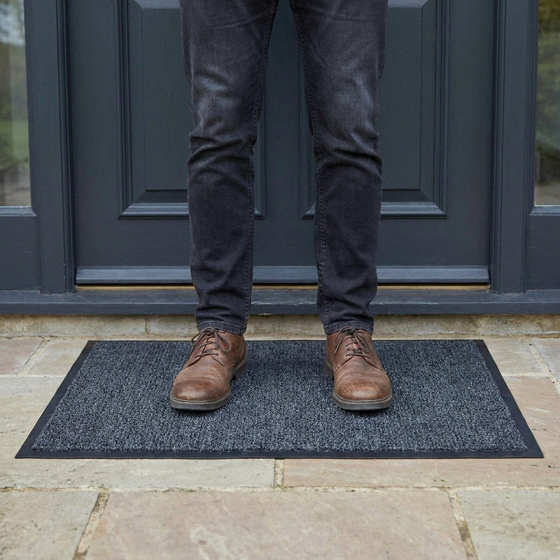 Anthracite Washable Mat - in use at UK home entrance