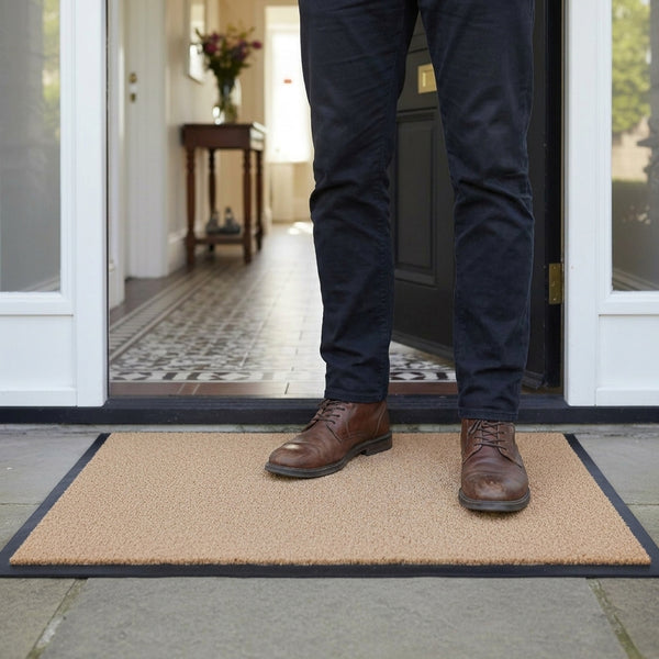 Beige Washable Mat - in use at UK home entrance