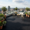 Rubber Rooftop Tiles Extra Thick on UK urban rooftop terrace with city views