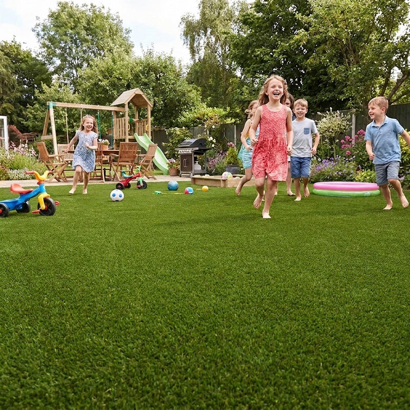 30mm premium artificial grass UK garden child play area garden toys