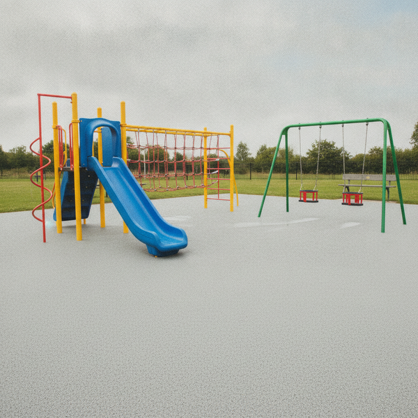 Platinum Grey EPDM rubber surfacing school playground park EN1177