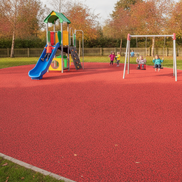 Cherry Red EPDM granules wet pour rubber safety surface playground UK