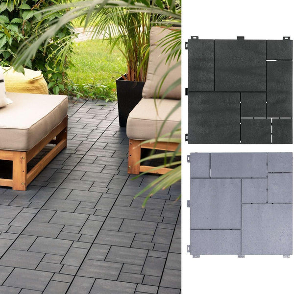 Recycled Tyre Composite Deck Tiles | 30x30cm | Pack of 10 | Eco-Friendly | Garden | Free UK Delivery