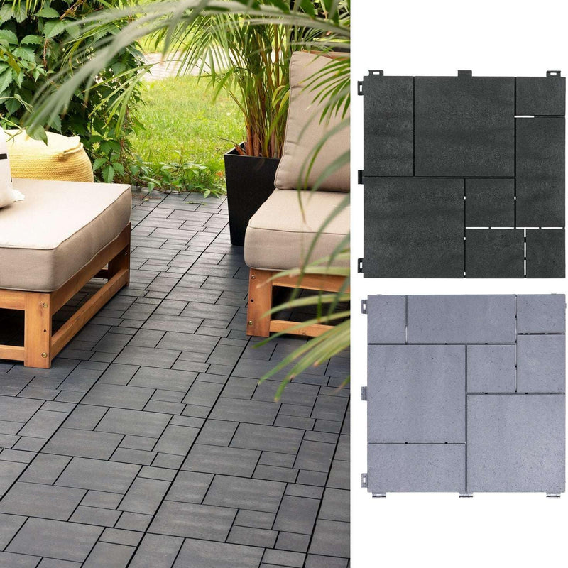 Recycled Tyre Composite Deck Tiles | 30x30cm | Pack of 10 | Eco-Friendly | Garden | Free UK Delivery