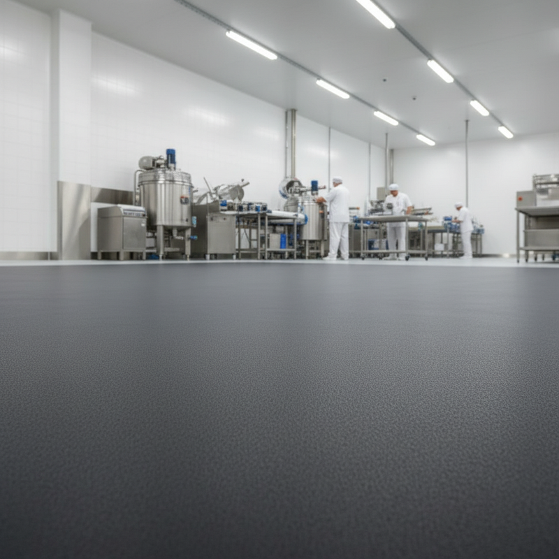 SafeStep industrial rubber roll as anti-slip matting in food processing factory