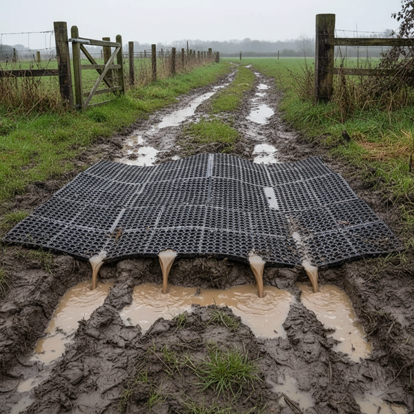 Wet ground drainage rubber mat
