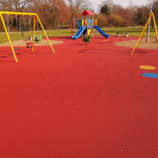 Cherry Red EPDM rubber surfacing school playground park EN1177