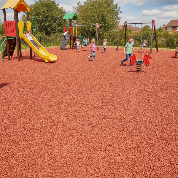 Brick Red EPDM granules wet pour rubber safety surface playground UK
