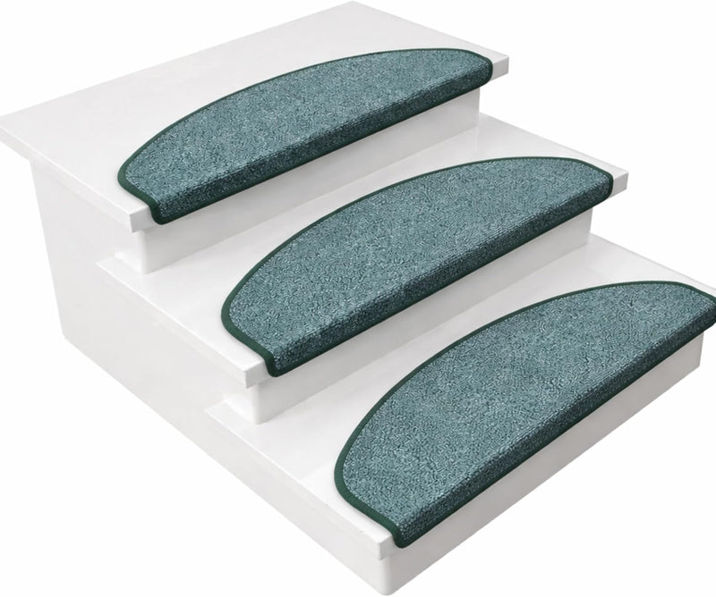 1 x Stair Tread Mats, Indoor Stair Mats for Stair Carpet, Self-Adhesive, Rug for Stair Protectors, Stair Protection (London, Green, 65 x 23 cm, Semicircular) - Stair Mat for UK homes and businesses