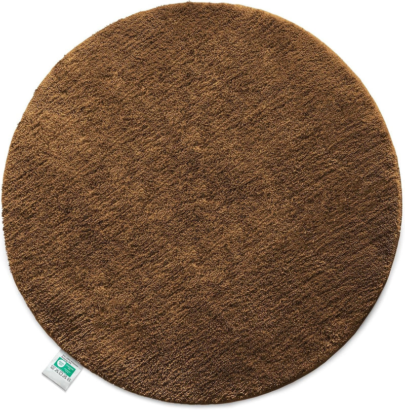 Sky Soft Bath Mat, Square & Round, Bathroom Rug, Extra Fluffy, Non-Slip & Quick Drying, Many Colours & Sizes (Round, Diameter 120 cm, Brown) - Bath Mat for UK homes and businesses