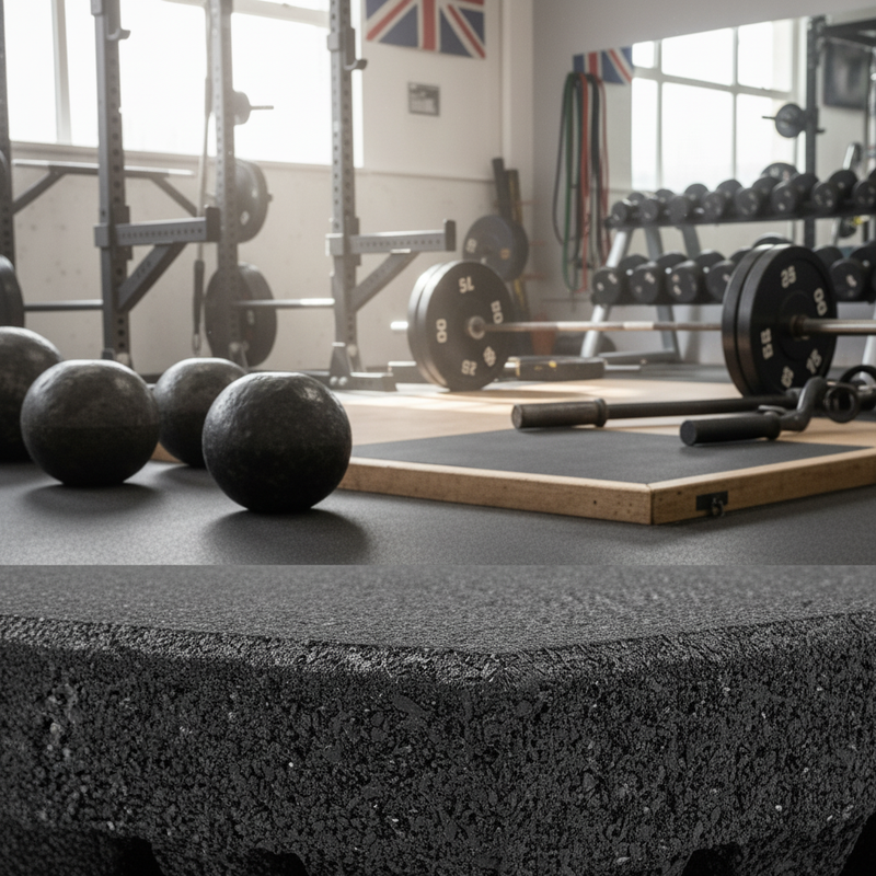 63mm Heavy Duty Rubber Tiles in Strongman Training Area - UK Gym Flooring