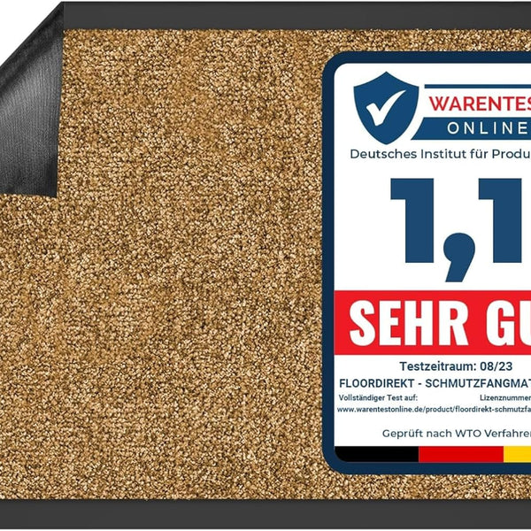 Rhine Dirt Trapper Mat, Washable & Powerful Doormat with Non-Slip Backing, Door Mat for Entrance Area (Beige, 200 cm x 400 cm) - Entrance Mat for UK homes and businesses